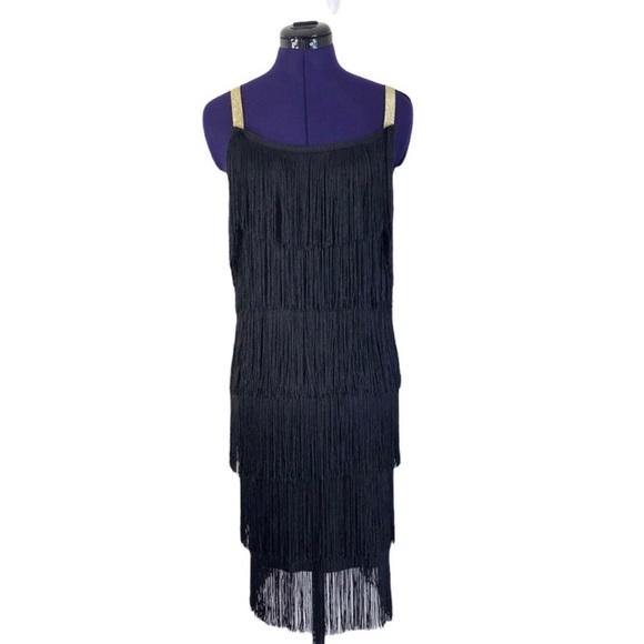 Dresses & Skirts - Vintage Black Layered Fringe Flapper Dress